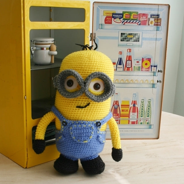 Crochet amigurumi minion with goggles and overalls, Susan Carlson of Felted Button | Colorful Crochet Patterns