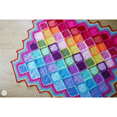 Happy Harlequin Blanket | Crochet Pattern | Felted Button