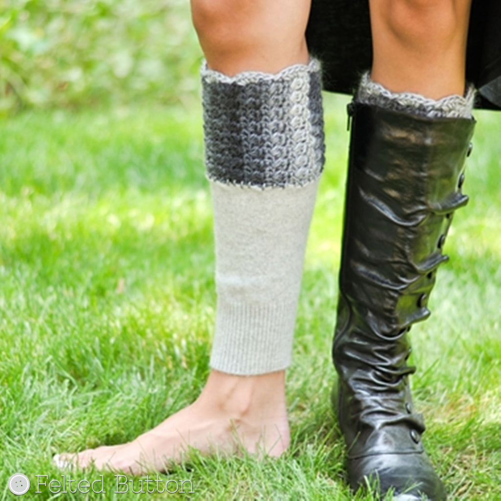 Boot cuff topper, crochet pattern by Susan Carlson of Felted Button