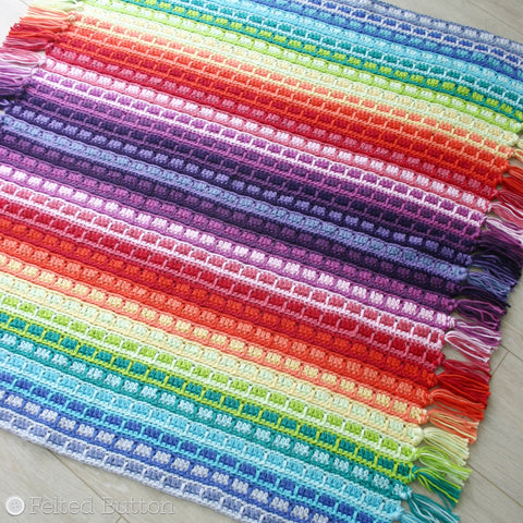 Color Reel Blanket | Crochet Pattern | Felted Button