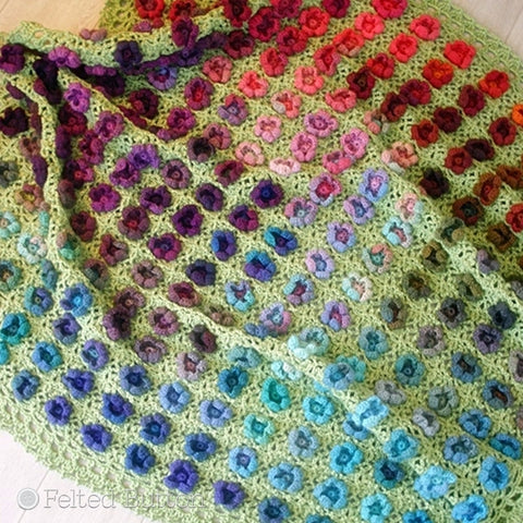 Monet's Garden Throw | Crochet Pattern | Felted Button