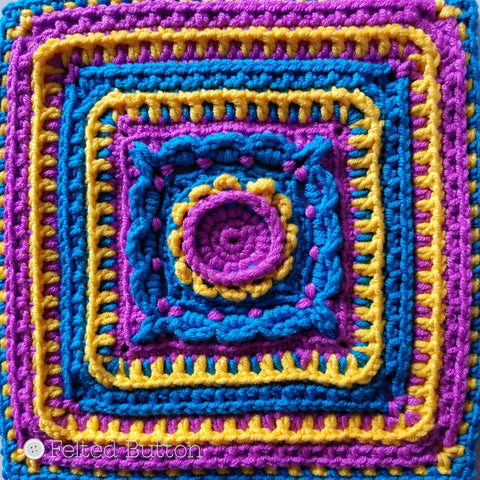 Rinske Square | Crochet Square Pattern | Felted Button