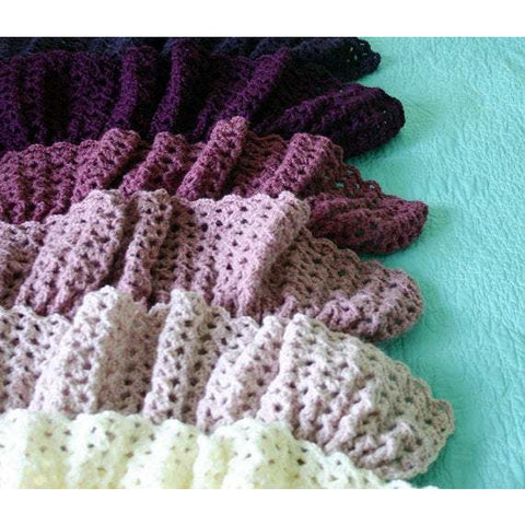 Ombre Ruffle Blanket | Crochet Pattern | Felted Button