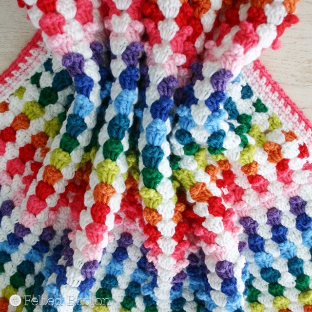 Cuppy Cakes Blanket Afghan for babies or adults that resembles mini cupcakes, crochet pattern by Susan Carlson of Felted Button | Colorful Crochet Patterns