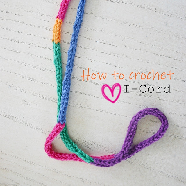 How to crochet an I-Cord or string for attaching eyeglasses, free crochet pattern by Susan Carlson of Felted Button | Colorful Crochet Patterns