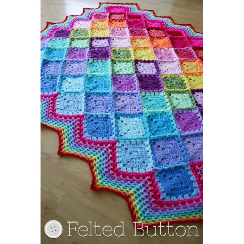 Happy Harlequin Blanket | Crochet Pattern | Felted Button