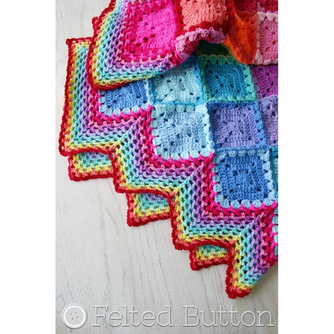 Happy Harlequin Blanket | Crochet Pattern | Felted Button
