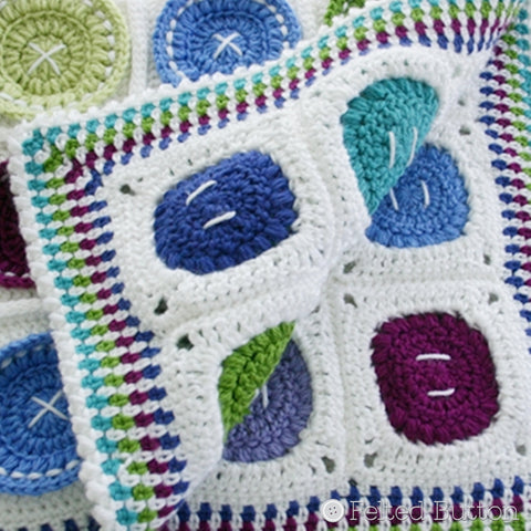 Bright as a Button Blanket | Crochet Pattern | Felted Button