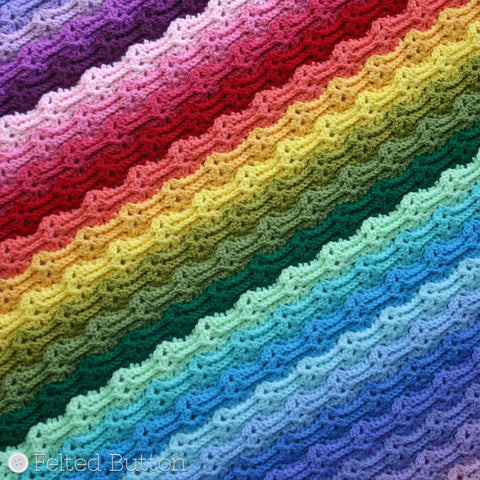 Chasing Rainbows Blanket | Crochet Pattern | Felted Button
