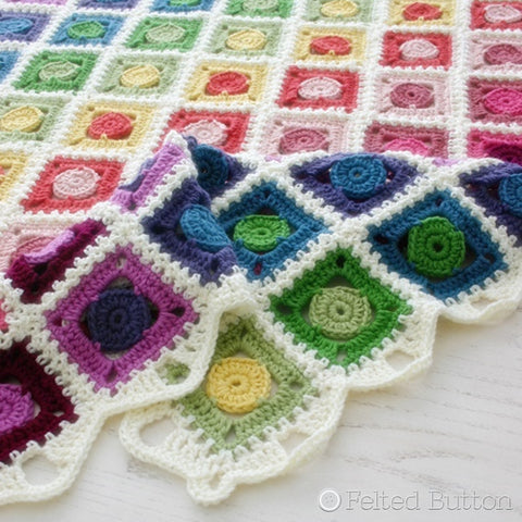 Circle Takes the Square Blanket | Crochet Pattern | Felted Button