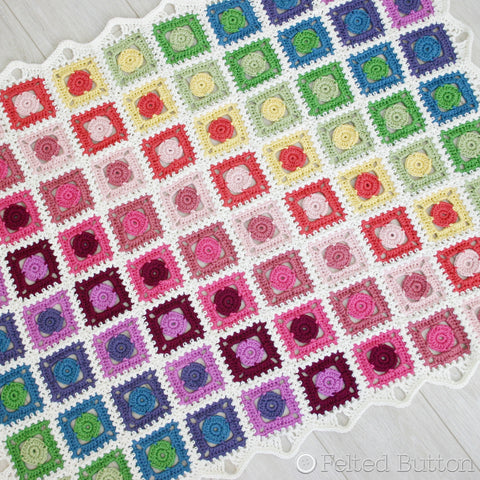Circle Takes the Square Blanket | Crochet Pattern | Felted Button