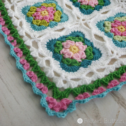 Cottage Garden Blanket | Crochet Pattern | Felted Button