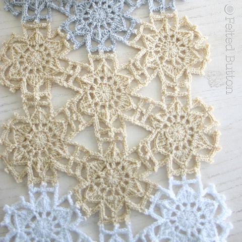 Fallen Snow Table Runner | Crochet Pattern | Felted Button