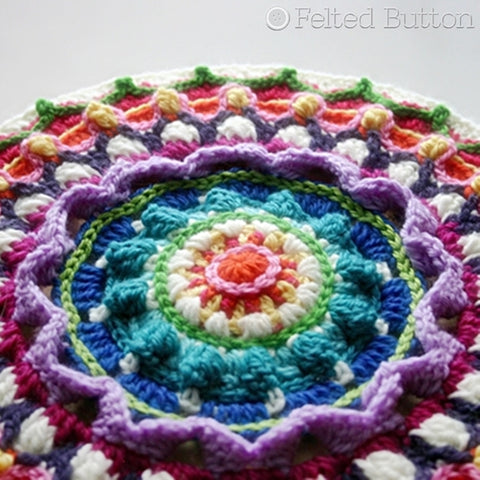Mandala Stool Cover | Crochet Pattern | Felted Button