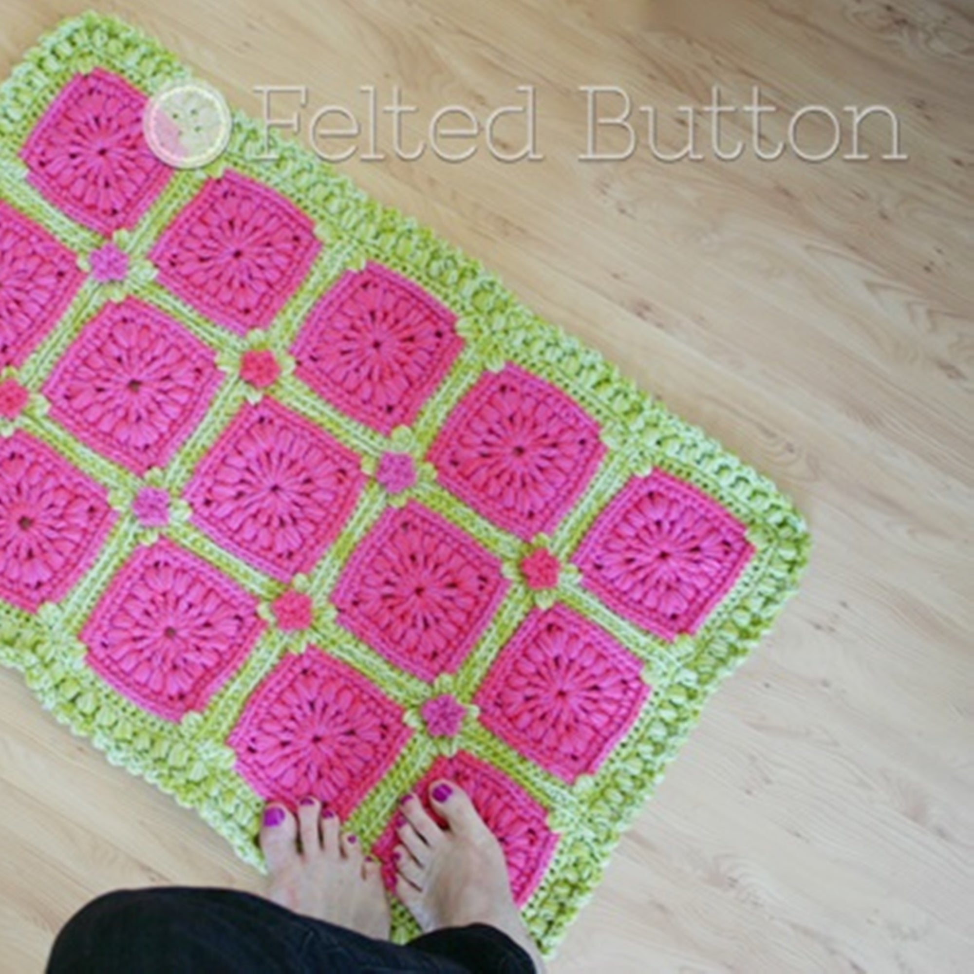 Melon Berry Rug | Crochet Pattern | Felted Button