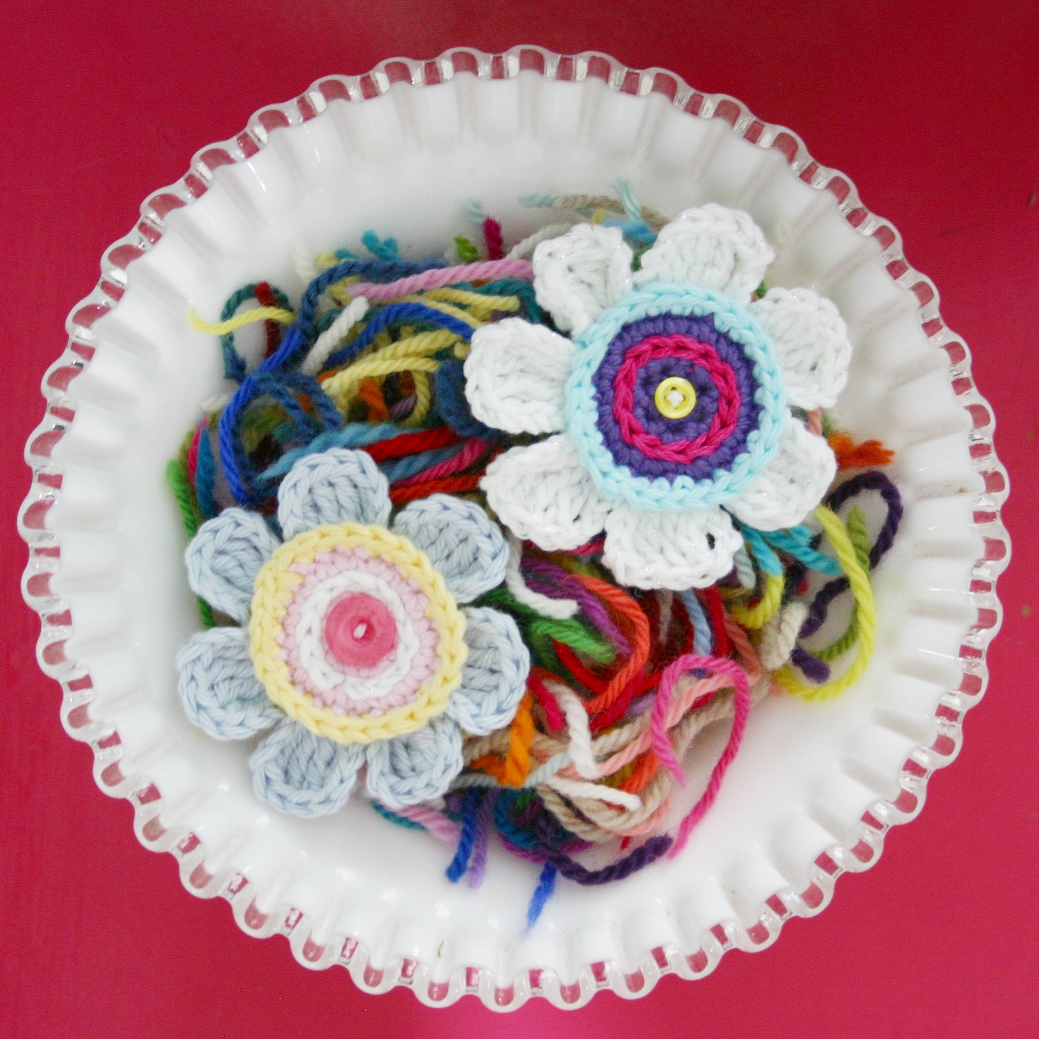 Olivia's Flower Applique | Crochet Pattern | Felted Button