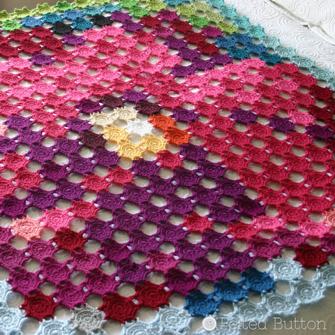 Pointillism Posie Blanket | Crochet Pattern | Felted Button