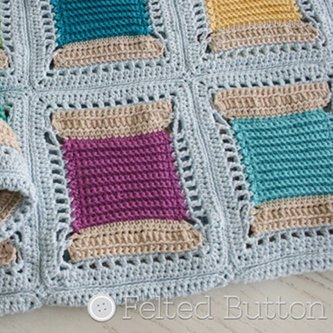 Spoolin' Around Blanket | Crochet Pattern | Felted Button