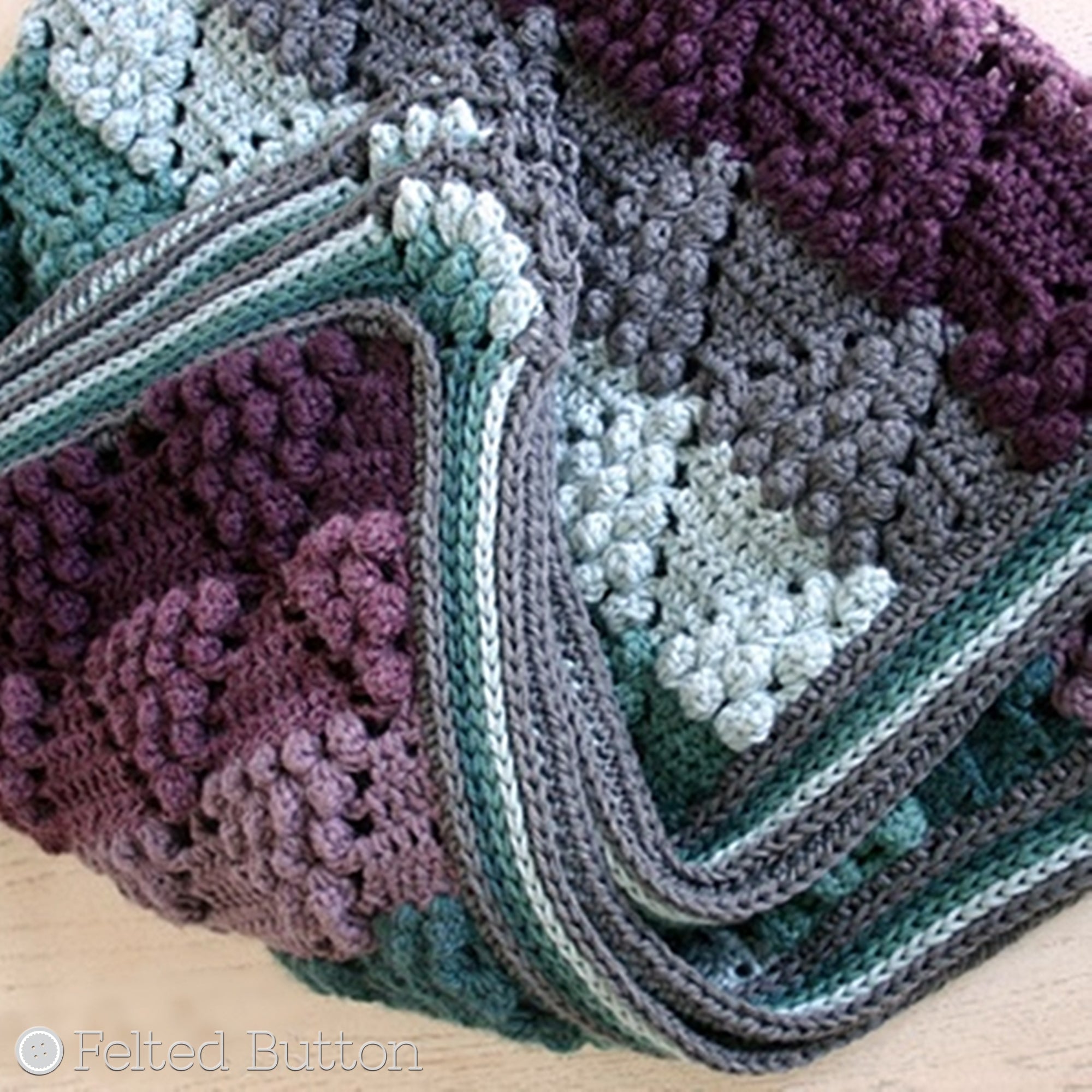 Vintage Vineyard Blanket | Crochet Pattern | Felted Button