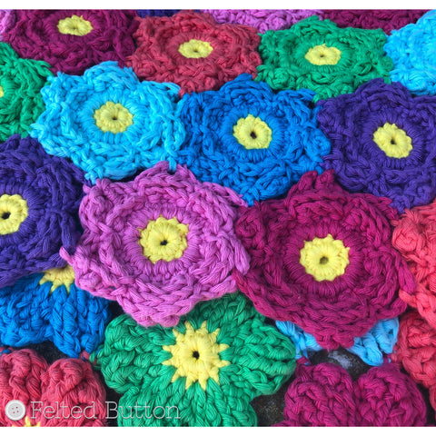Waikiki Wildflower Blanket | Crochet Pattern | Felted Button