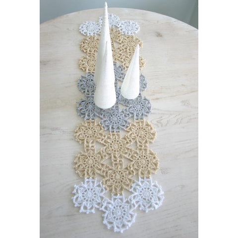 Fallen Snow Table Runner | Crochet Pattern | Felted Button
