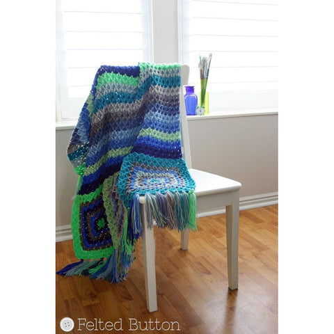 Parrotlet's Flight Blanket | Crochet Pattern | Felted Button