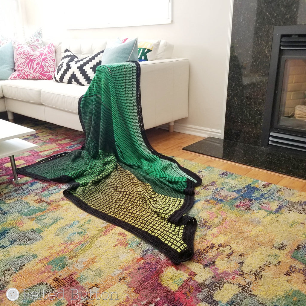 Window to the Whirl Blanket | Advanced Crochet Pattern | Felted Button