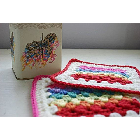 Granny Stripe Squared | Crochet Pattern | Felted Button