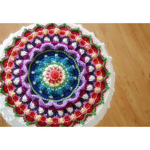 Mandala Stool Cover | Crochet Pattern | Felted Button