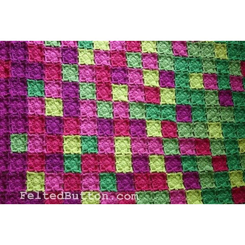 Flying Colors Blanket | Crochet Pattern | Felted Button