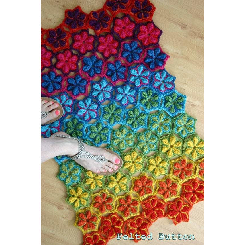 Star Fruit Blanket Rug | Crochet Pattern | Felted Button