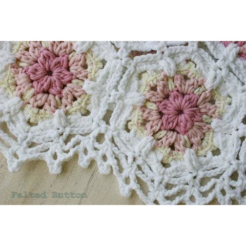 Vintage Fleur Blanket | Crochet Pattern | Felted Button