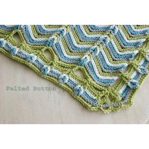 Rolling Ridge Baby Blanket | Crochet Pattern | Felted Button