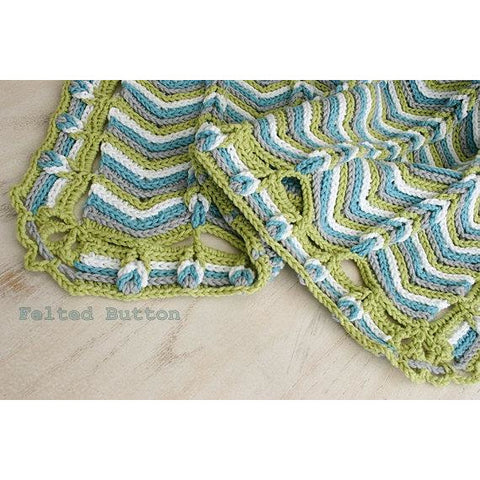 Rolling Ridge Baby Blanket | Crochet Pattern | Felted Button
