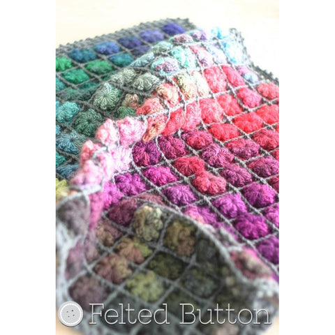 Painted Pixels | Crochet Baby Blanket | Felted Button