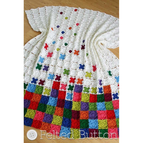 Rainbow Sprinkles Blanket | Crochet Pattern | Felted Button