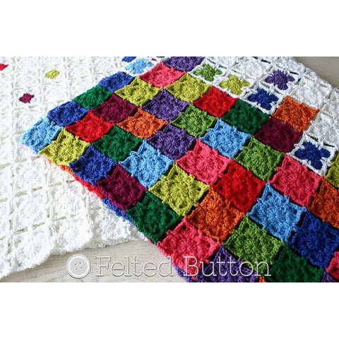 Rainbow Sprinkles Blanket | Crochet Pattern | Felted Button