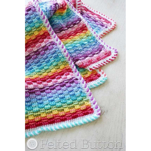 Basket of Rainbows Blanket | Crochet Pattern | Felted Button