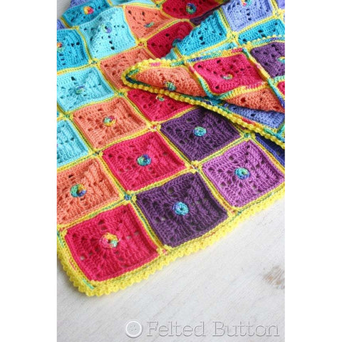 Squarilicious Blanket | Crochet Pattern | Felted Button