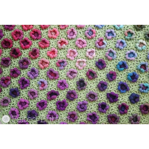 Monet's Garden Throw | Crochet Pattern | Felted Button