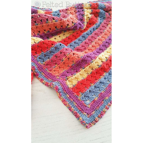 Rows of Posies Blanket | Crochet Pattern | Felted Button