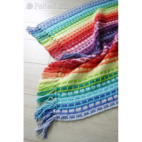 Color Reel Blanket | Crochet Pattern | Felted Button