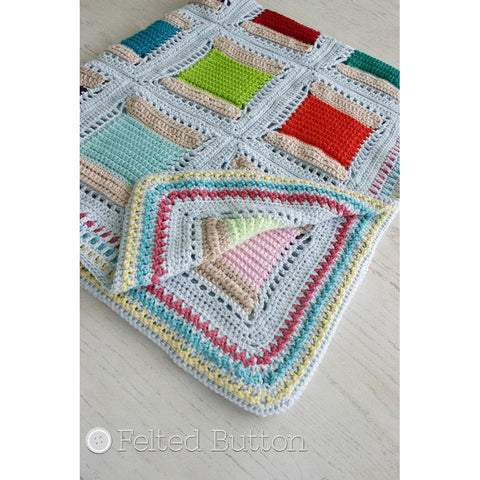 Spoolin' Around Blanket | Crochet Pattern | Felted Button