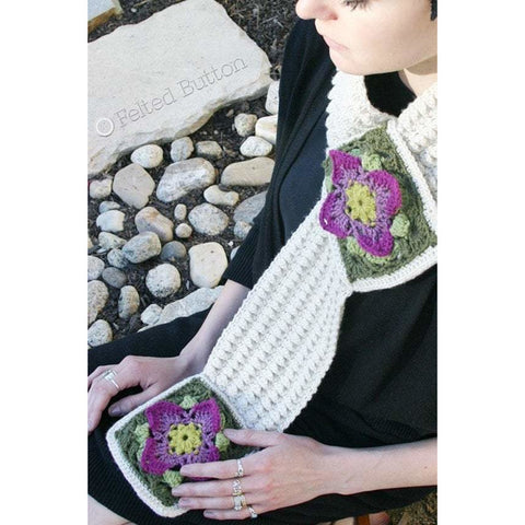 Rock Cress Scarf | Crochet Pattern | Felted Button